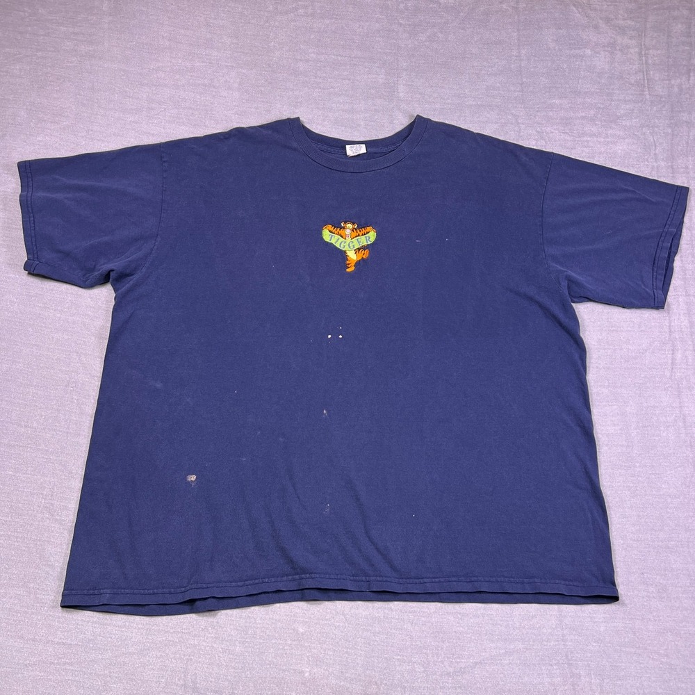VTG Disney Womens Blue Winnie the Pooh Tigger Embroidered Crew Neck T-Shirt OS